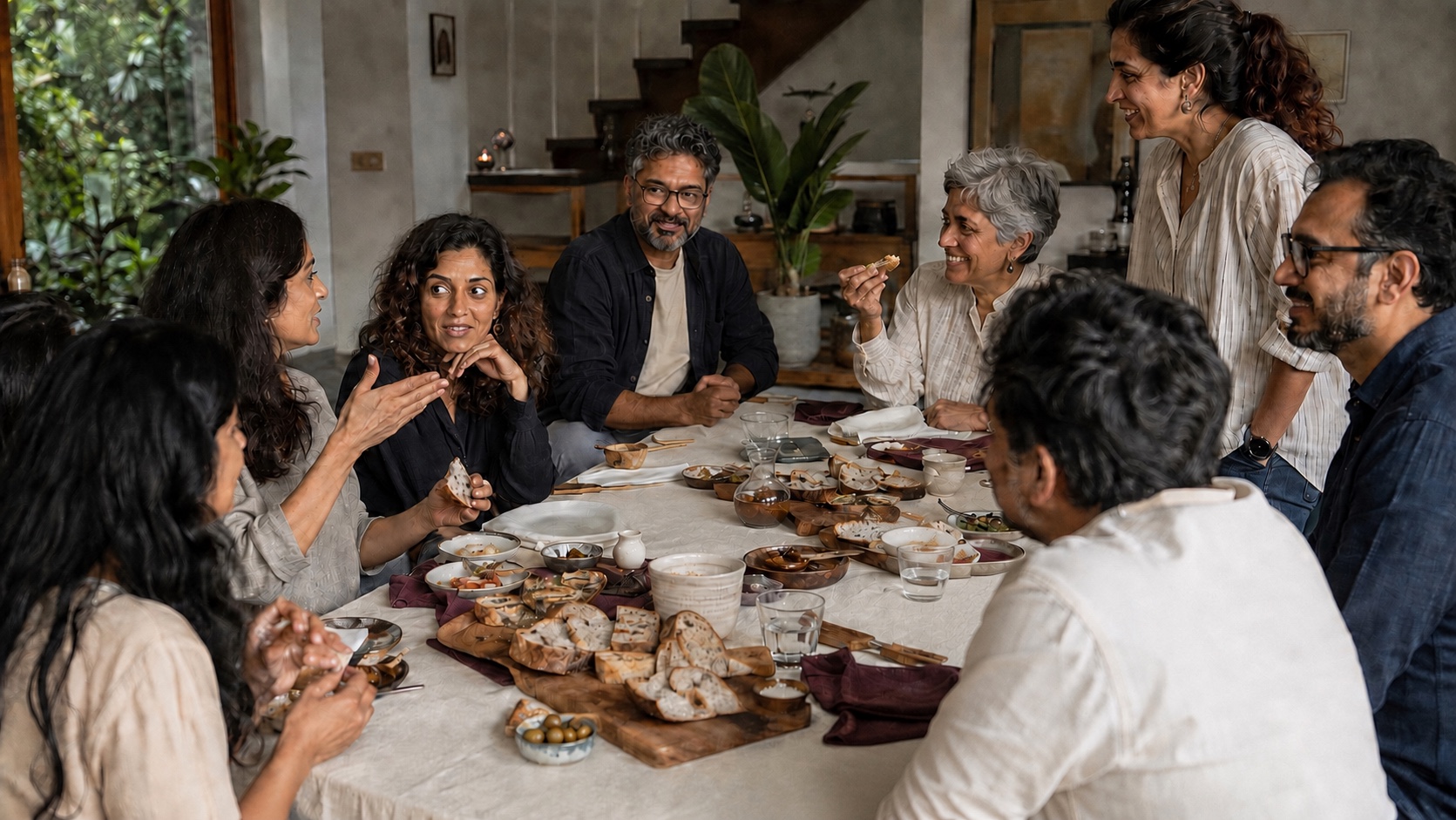 Breadwell members gathered around a table at a community gathering